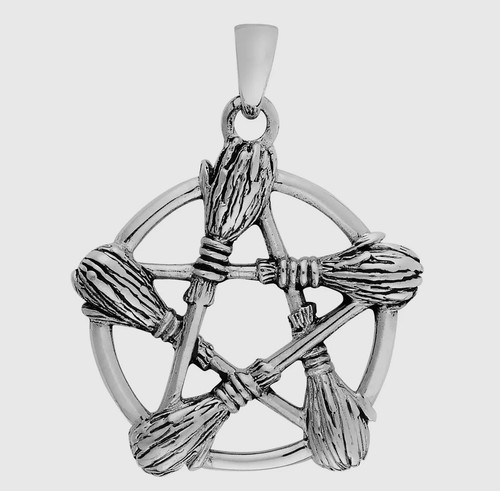 Pentagram besom broom pendant - broom,
