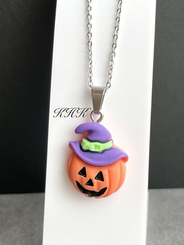 Halloween pumpkin necklace - halloween,