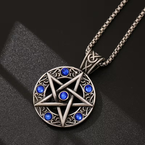 Pentagram necklace wicca - pentagram,