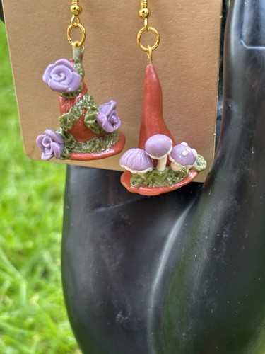 Witch hat drop earrings - hat,