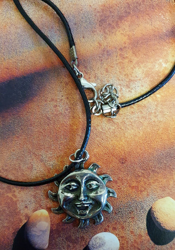 Moon face pendant - pendant, waxed
