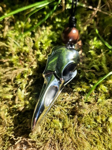 Raven skull pendant necklace - skull,