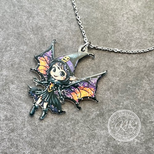 Halloween witch fairy necklace - witch,