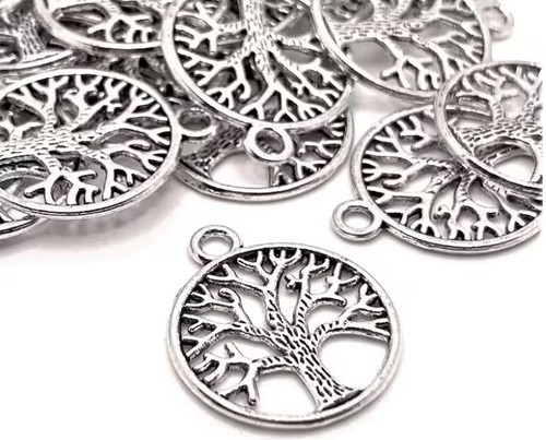 Silver double sided charms - sided,